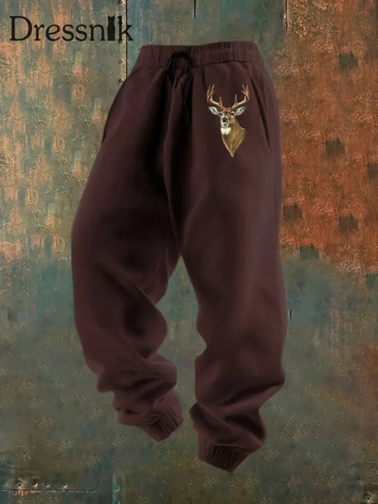 Herren Retro Western Print Lose Freizeit hosen D / S