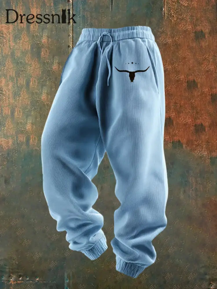 Herren Retro Western Print Lose Freizeit hosen E / S