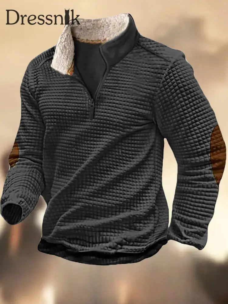 Herren Retro Western Textured Muster Print Henley Casual Outdoor Dickes Sweatshirt A / S