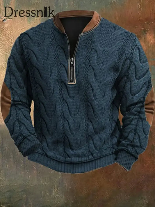 Herren Retro Western Textured Muster Print Henley Casual Outdoor Dickes Sweatshirt A / S