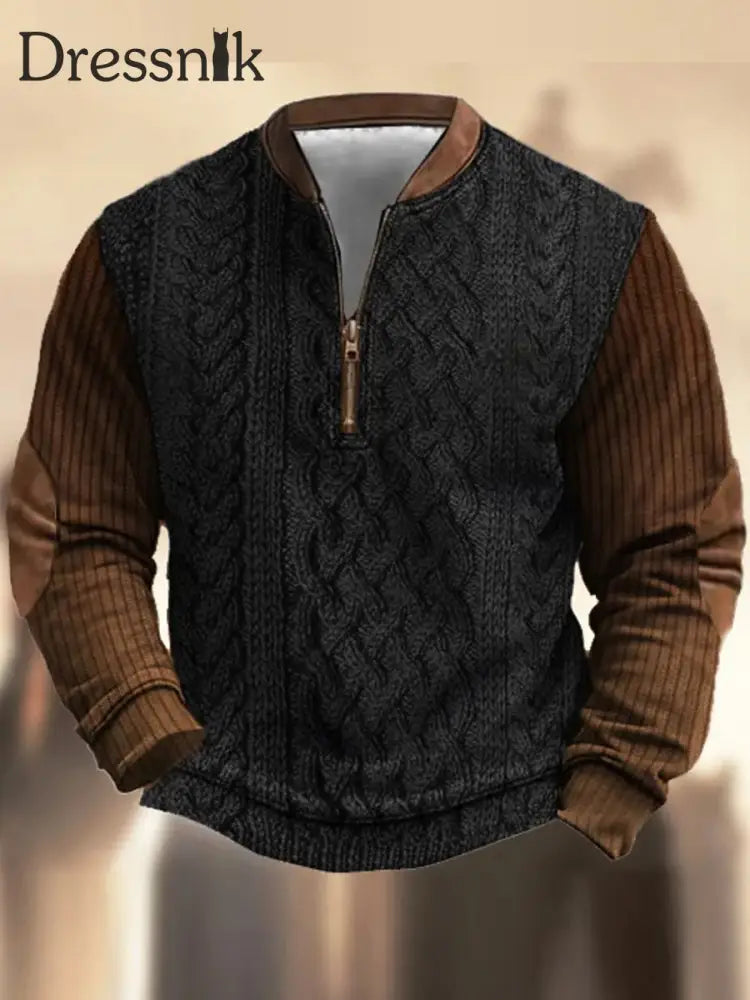 Herren Retro Western Textured Muster Print Henley Casual Outdoor Dickes Sweatshirt A / S