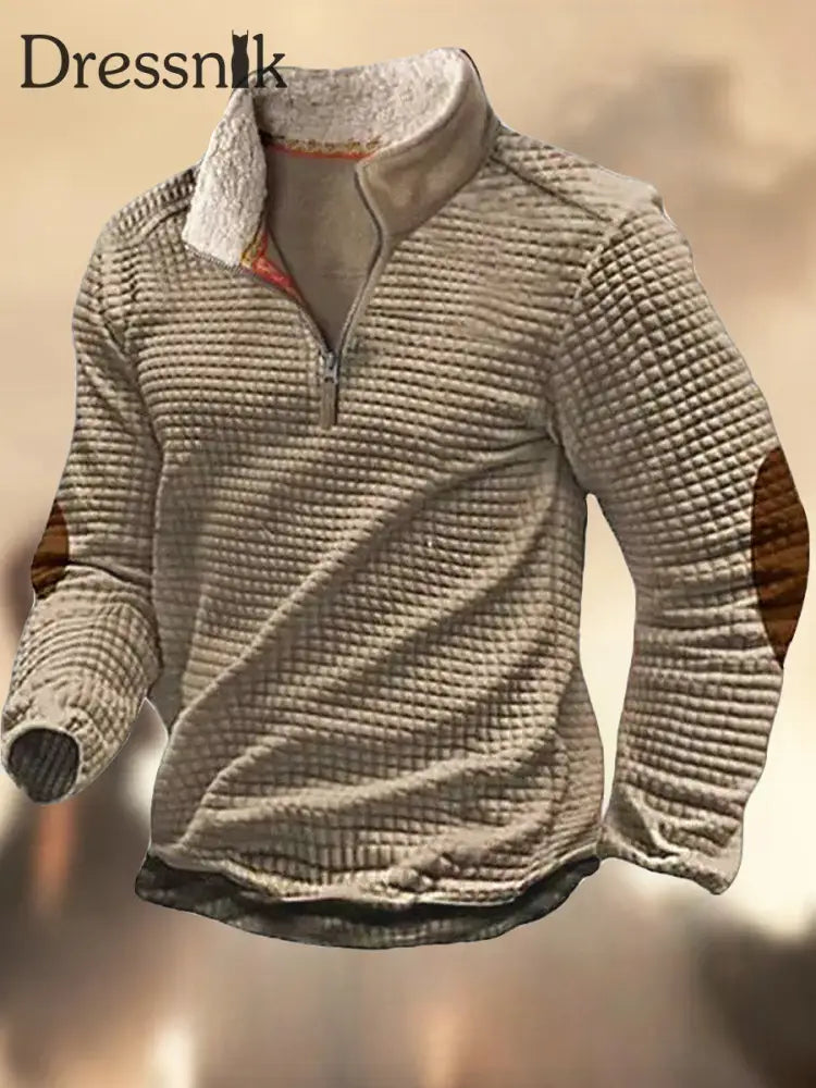 Herren Retro Western Textured Muster Print Henley Casual Outdoor Dickes Sweatshirt B / S