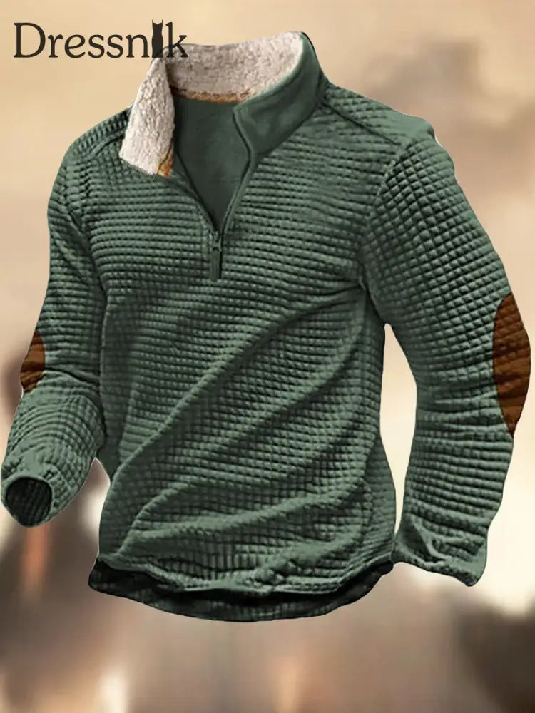 Herren Retro Western Textured Muster Print Henley Casual Outdoor Dickes Sweatshirt C / S