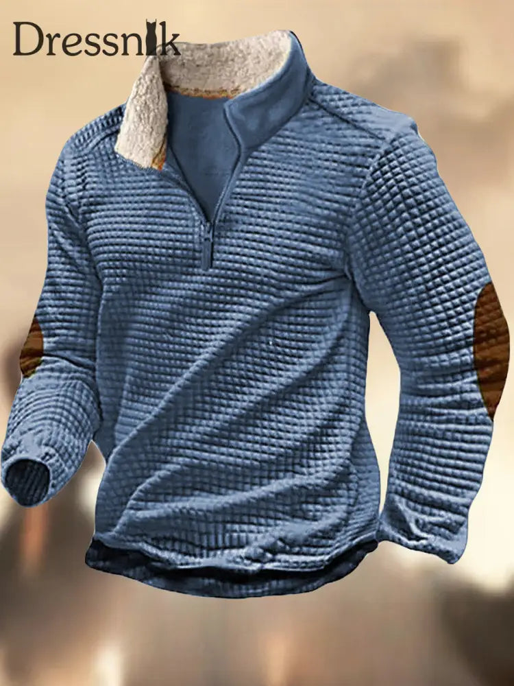 Herren Retro Western Textured Muster Print Henley Casual Outdoor Dickes Sweatshirt D / S