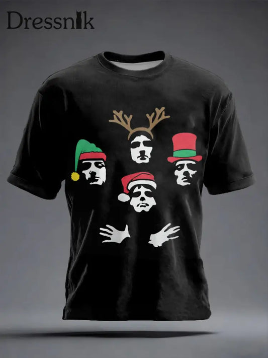 Herren Rock Band inspiriert Weihnachten kurze Ärmel T-Shirt Schwarz / S