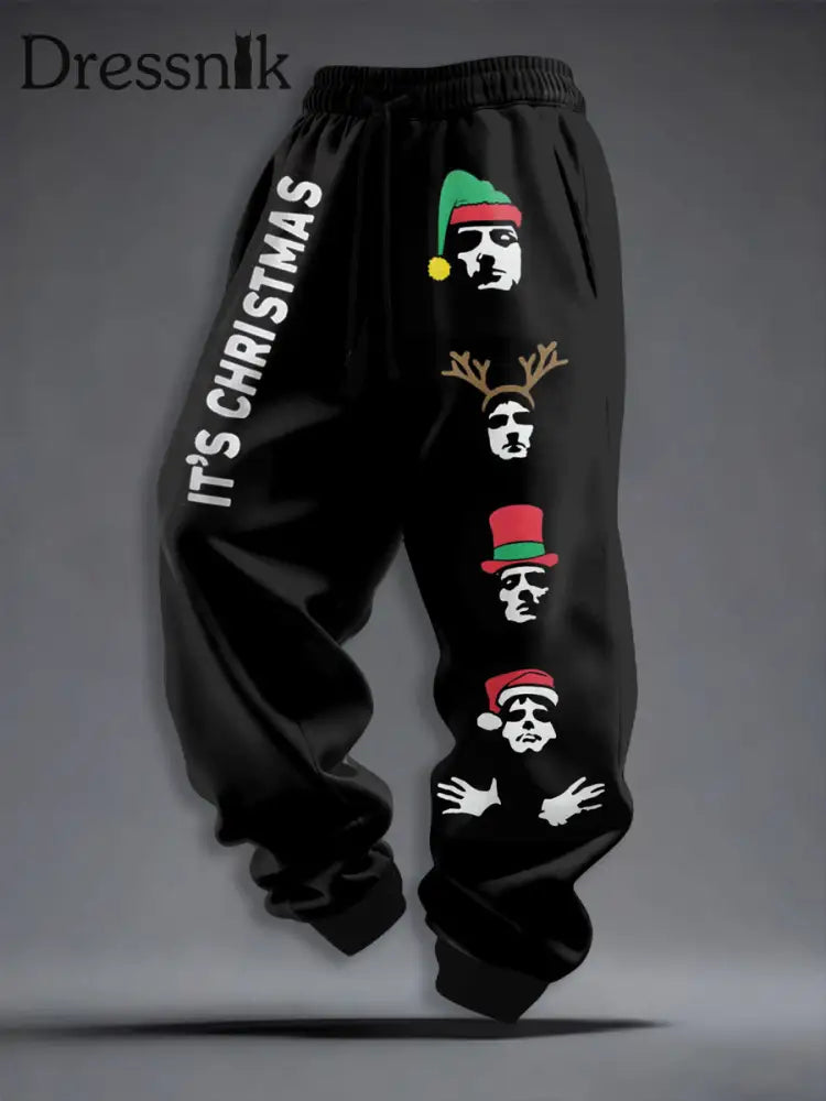 Herren Rock Band inspirierte Weihnachten lange Unterhosen Schwarz / S