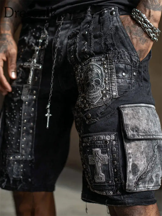 Herren Rock Skulls bedruckte Shorts als bild / S