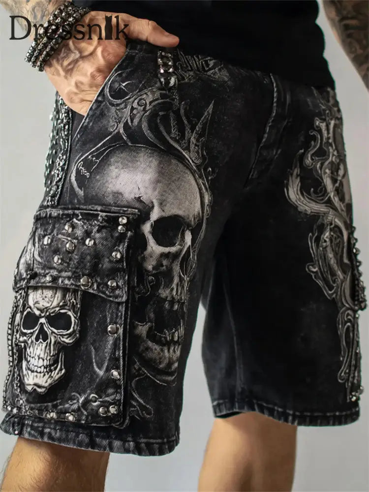 Herren Rock Skulls bedruckte Shorts als bild / S