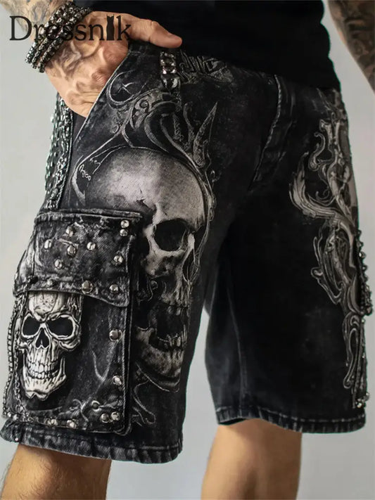 Herren Rock Skulls bedruckte Shorts als bild / S