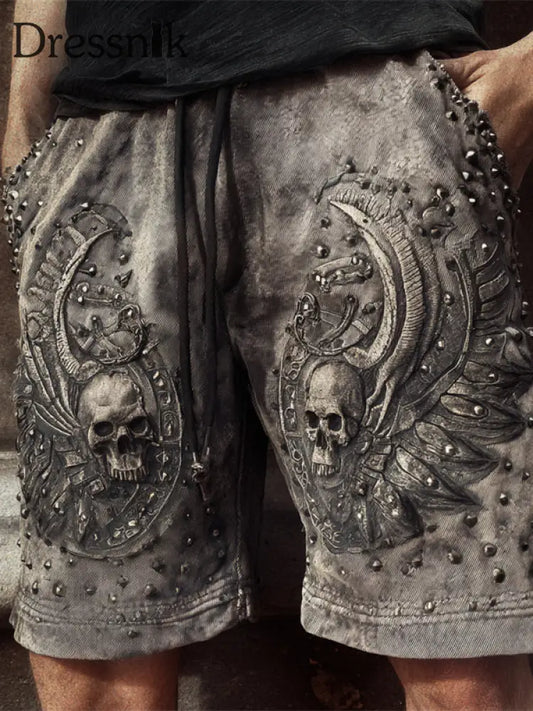 Herren Rock Skulls bedruckte Shorts als bild / S
