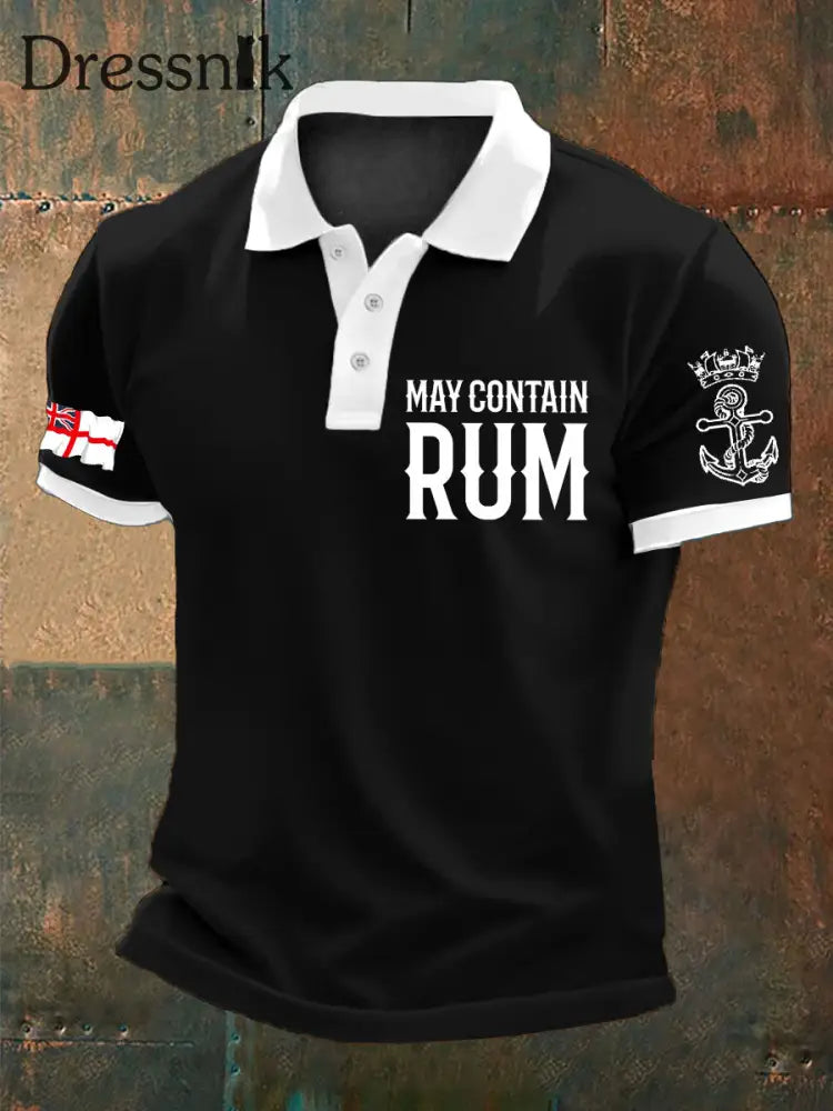 Herren Royal Navy Veteran Rum Lover bedruckte Freizeit-Tops Schwarz / S
