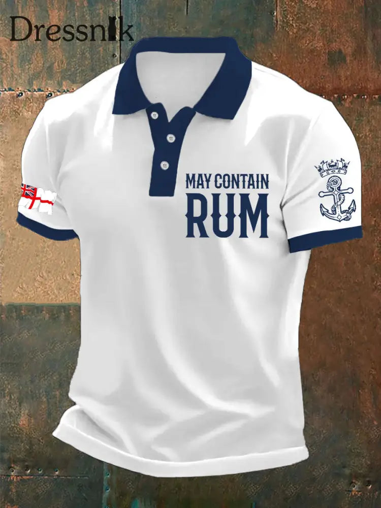 Herren Royal Navy Veteran Rum Lover bedruckte Freizeit-Tops Weiß / S
