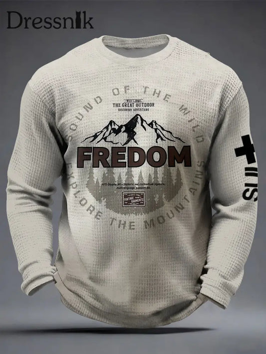 Herren rustikaler Berg ’Freiheit’ Schweizer Thema Sweatshirt mehrfarbig / S