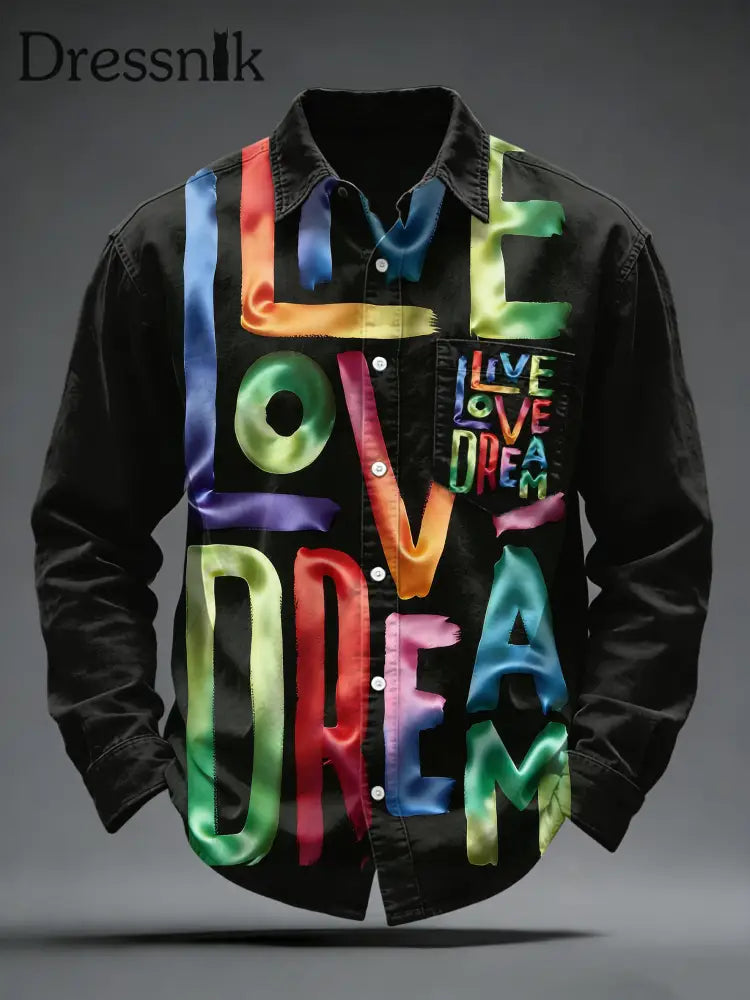 Herren-Satin-Finish-Graffiti-Print-Shirt Schwarz / S