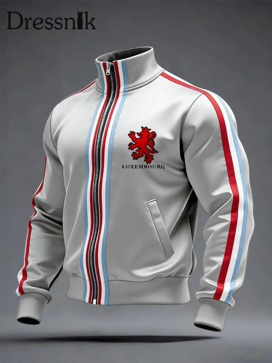 Herren Schlanke luxemburg ische Trainings jacke mit rotem Löwen streifen mehrfarbig / S