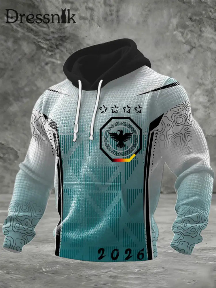 Herren Schlanker 2026 Deutschland Themen-Waffel-Strick-Hoodie mehrfarbig / S