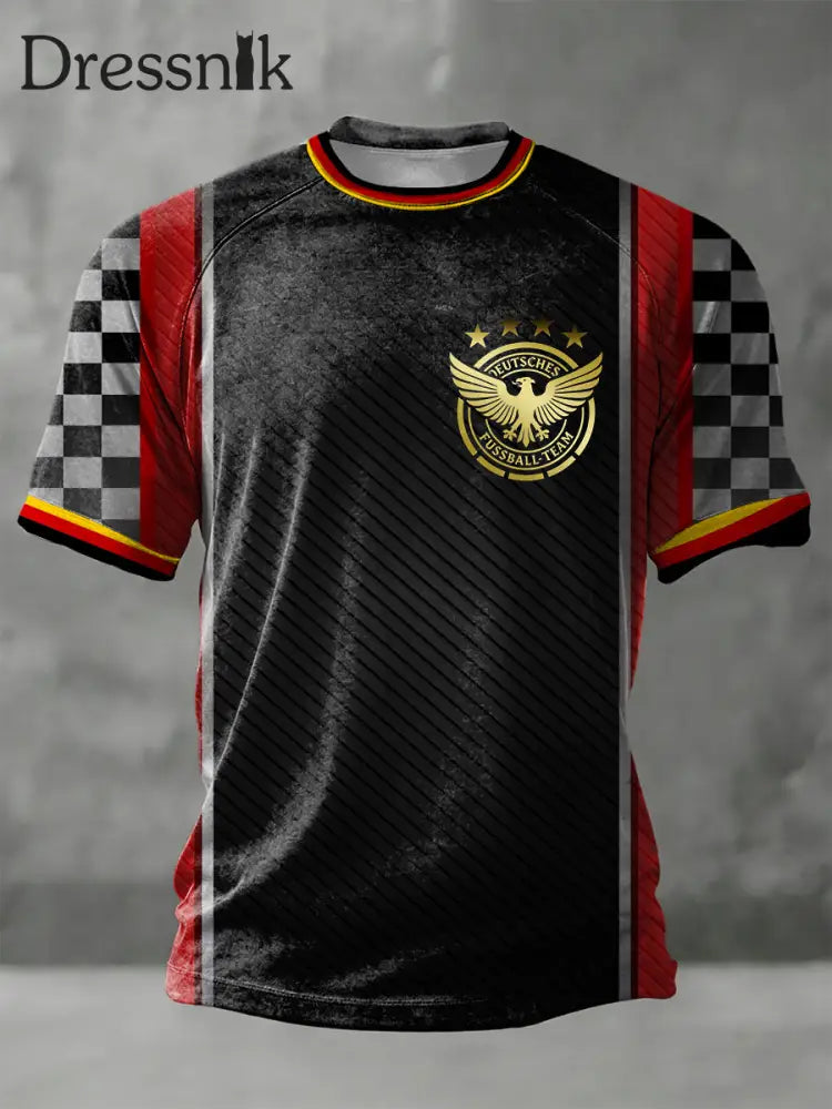 Herren schlankes deutsches Fußballteam-Abzeichen T-Shirt mehrfarbig / S