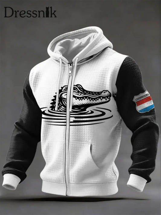 Herren Schlankes schwarz-weißes Krokodil Luxemburger Druck-Farb block jacke mehrfarbig / S