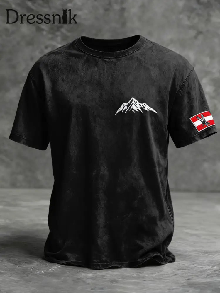 Herren Schlankes schwarzes österreich isches Skiberg T-Shirt mehrfarbig / S