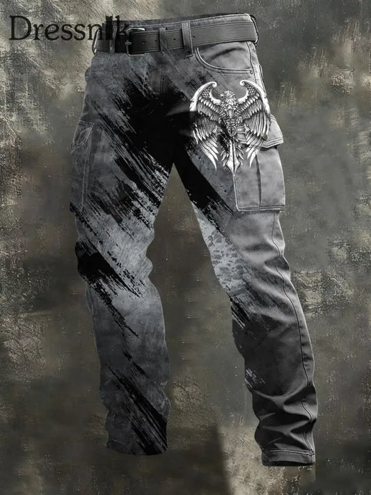 Herren schwarze Gradienten adler Eisenkreuz-Arbeits hose mehrfarbig / S