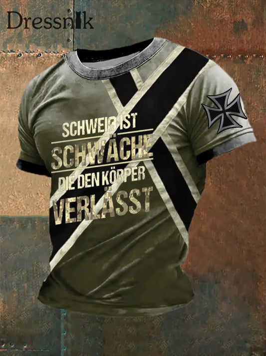 Herren-Schweiß ist Schwäche bedrucktes Kurzarm-T-Shirt als bild / S