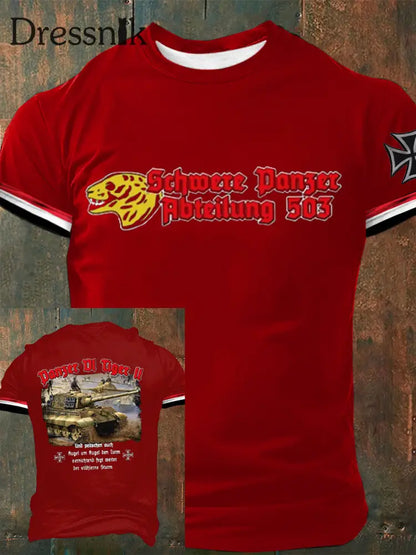 Herren Schwer Panzer Abteilung 503 Kurzarm T-Shirt Rot / S