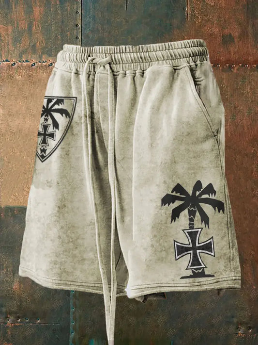 Herren-Shorts mit Palmen druck DAK Braun / S