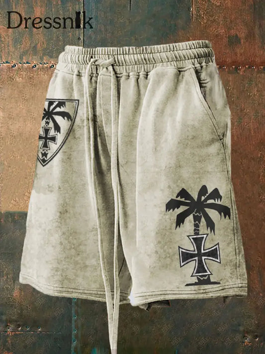 Herren-Shorts mit Palmen druck DAK Braun / S