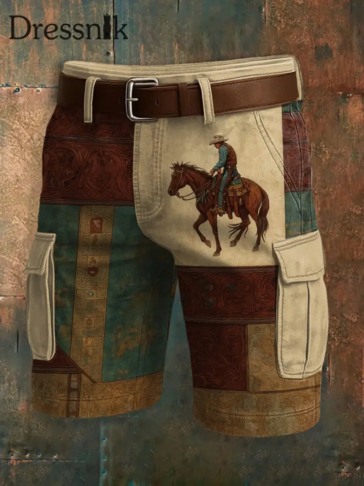 Herren Shorts mit westlichem Retro Grafik druck als bild / S