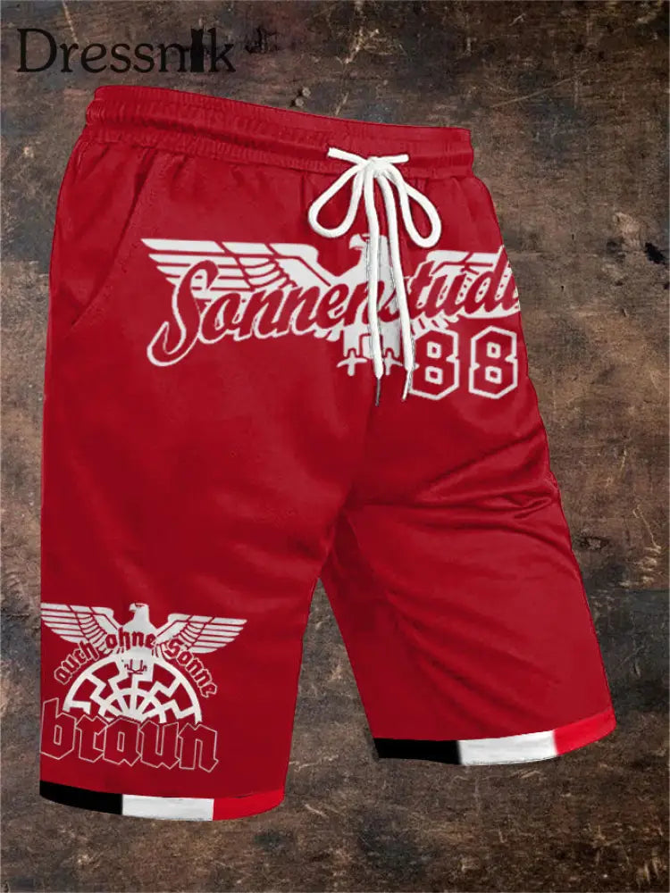 Herren-Shorts Sonnen braun 88 Print Rot / S