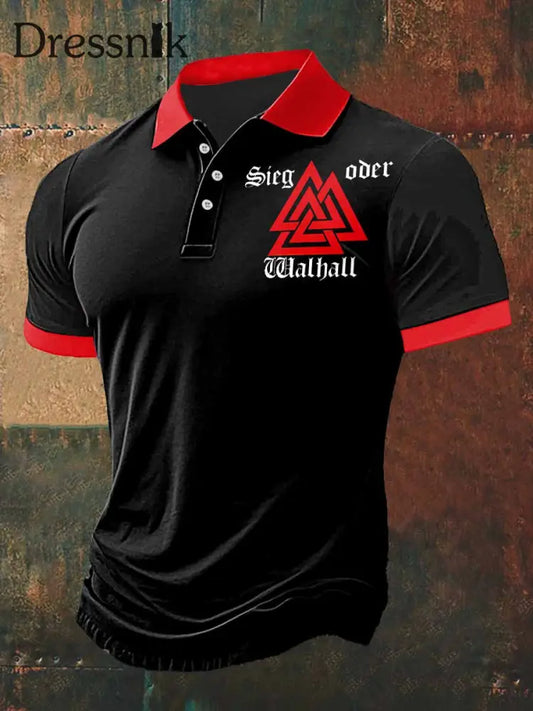 Herren Sieg Oder Print Polo Hals Kurzarm T-Shirt Schwarz / S