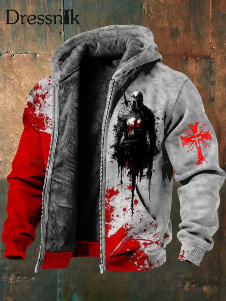 Herren-Soldaten jacke mit roter Tinte bespritzt mit Eisernen Kreuz mehrfarbig / S