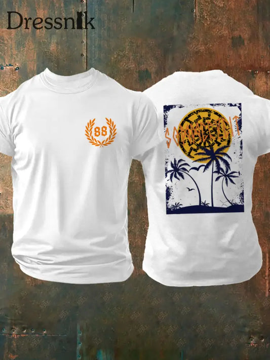 Herren Sommer zeit bedrucktes Kurzarm-T-Shirt Weiß / S