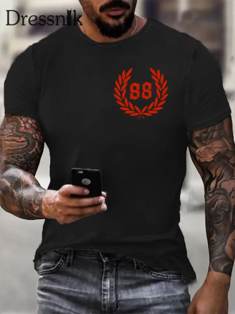 Herren Sommerzeit Bedrucktes Kurzarm-T-Shirt