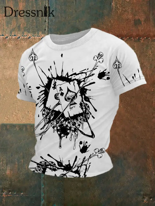 Herren Spade Ace Poker Casual T-Shirt Weiß / S