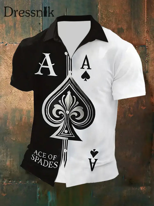 Herren Spade Ace Poker Freizeit hemd als bild / S