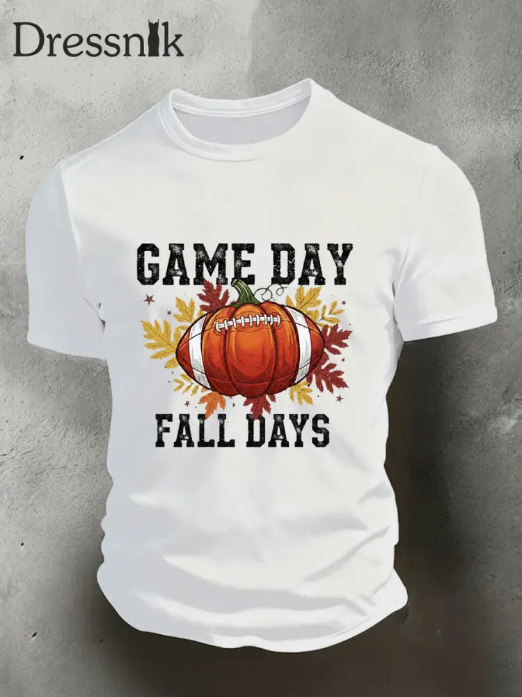 Herren-Spiel-Tag Herbsttage-T-Shirt mit kurzen Ärmeln Weiß / S