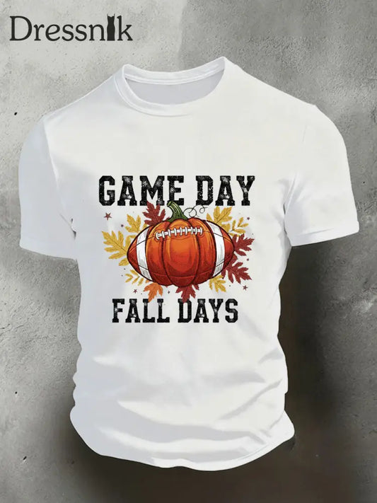Herren-Spiel-Tag Herbsttage-T-Shirt mit kurzen Ärmeln Weiß / S