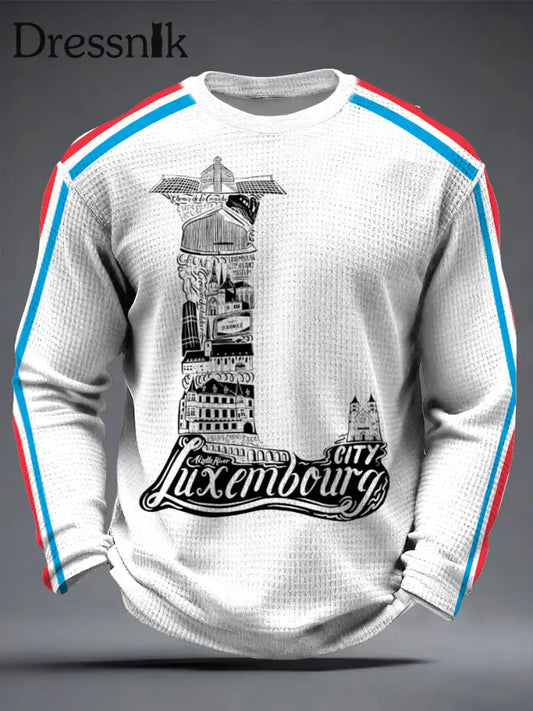 Herren Stadt Silhouette Luxemburg Kunst bedrucktes T-Shirt mehrfarbig / S