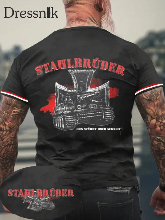 Herren Stahl brüder T-Shirt mit kurzen Ärmeln Schwarz / S