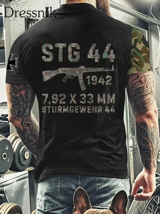 Herren STG 44 T-Shirt mit kurzen Ärmeln Schwarz / S