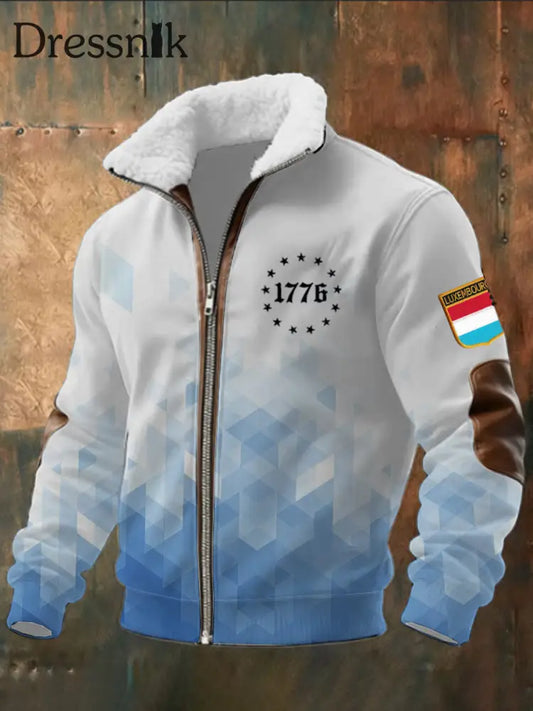 Herren Stilvolle Steigung Blau Luxemburg 1776 Jacke mehrfarbig / S