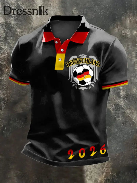 Herren Stilvolles Deutschland Fußball Crest 2026 Polos hirt mehrfarbig / S