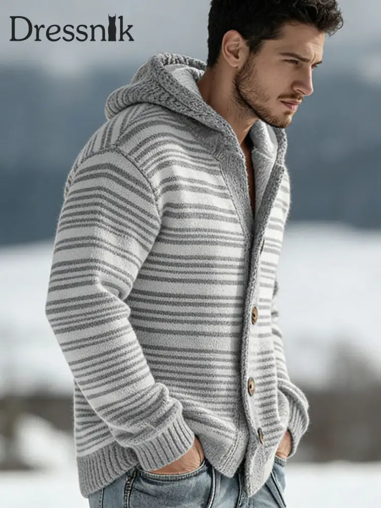 Herren Strickjacke für Herbst und Winter Grau / S