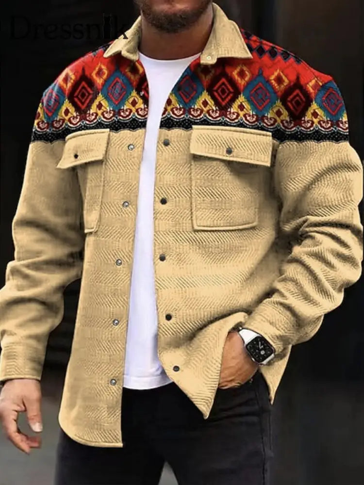 Herren-Strickjacke Mit Nackem Druck Für Western Art Locker Knöpfen