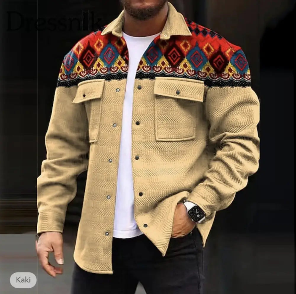 Herren-Strickjacke Mit Nackem Druck Für Western Art Locker Knöpfen A / S