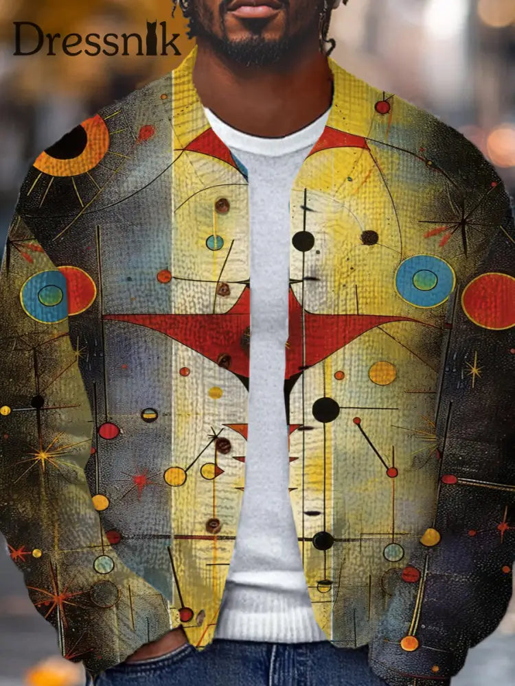 Herren-Strickjacke Mit Retro-Kunstdruck Knopfst Änder A / S