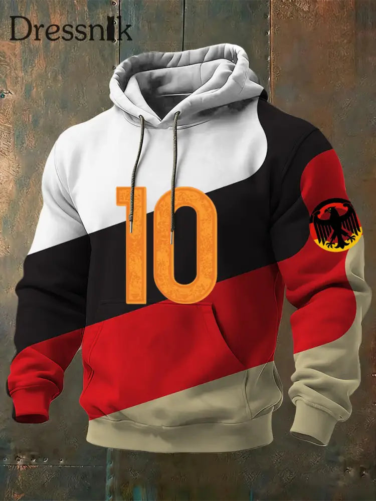 Herren Styli scher Deutschland Adler Nummer 10 Grafischer Hoodie mehrfarbig / S