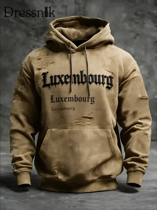 Herren Styli scher Tan Distressed Luxemburger Hoodie mehrfarbig / S