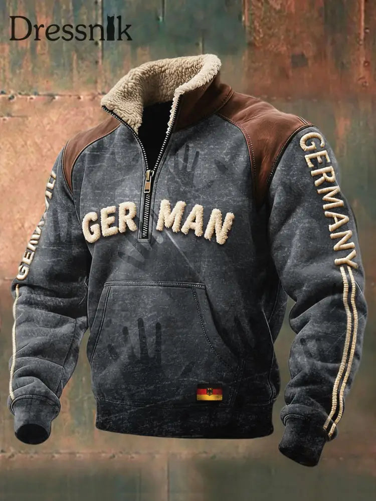 Herren-Sweatshirt mit deutschem Kreativ text lässig Dunkelgrau / S